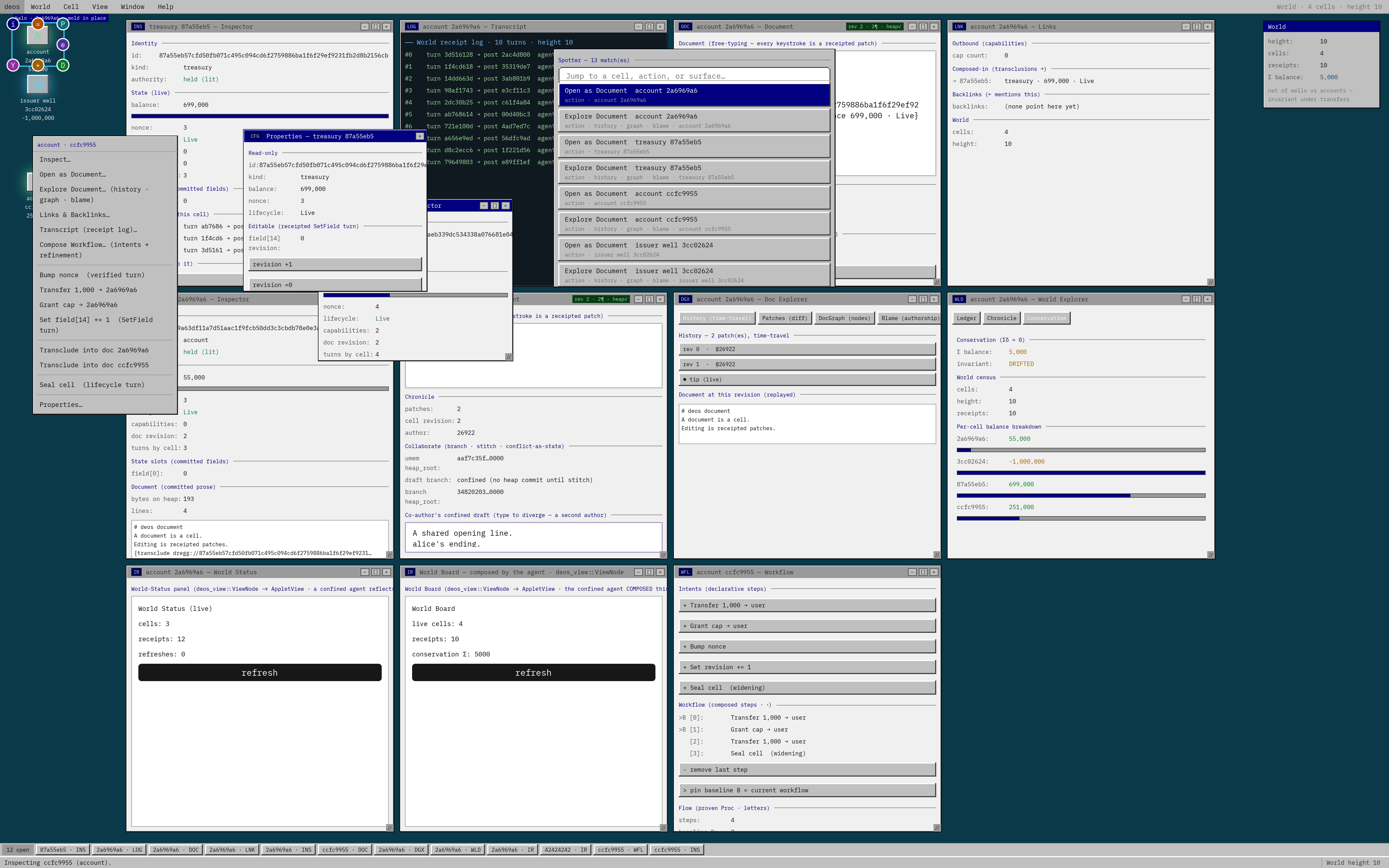 The workbench over the live World